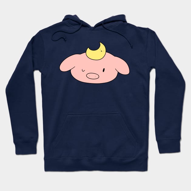 Moon Pig Face Hoodie by saradaboru